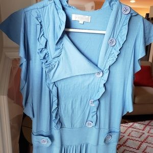 Maria Bonita Extra Blue Ruffle Dress Size S EUC